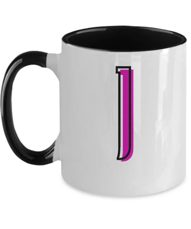 Letter J Coffee Mug - Monogram Initial Cup by Coni Blau