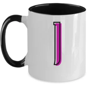 Letter J Coffee Mug - Monogram Initial Cup by Coni Blau