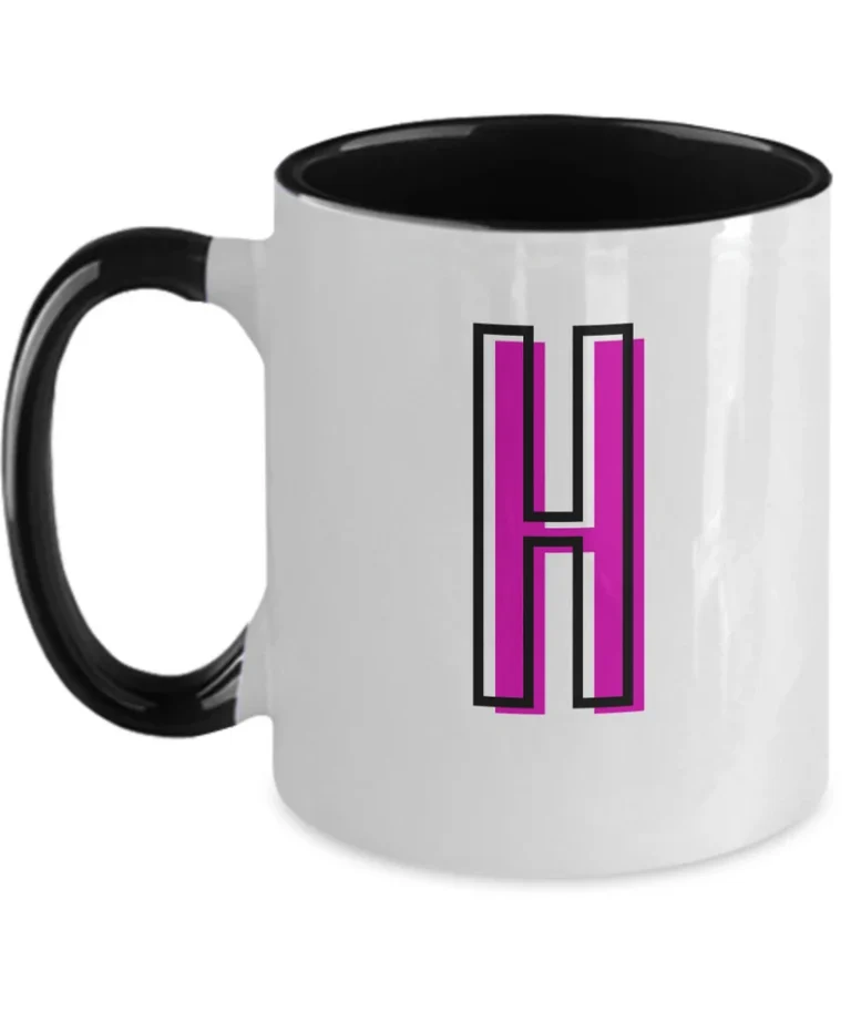 Letter H Coffee Mug - Monogram Initial Cup by Coni Blau