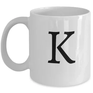 Letter K Coffee Mug - Initial Monogram Cup by Coni Blau