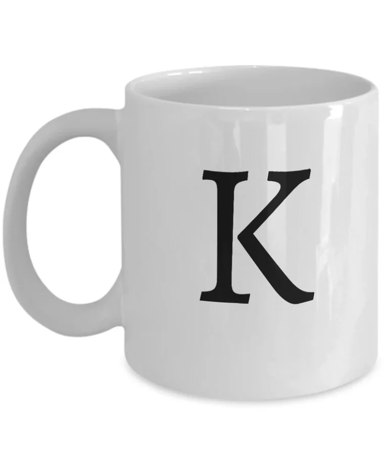 Letter K Coffee Mug - Initial Monogram Cup by Coni Blau