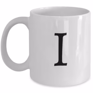 Letter I Coffee Mug - Initial Monogram Cup by Coni Blau