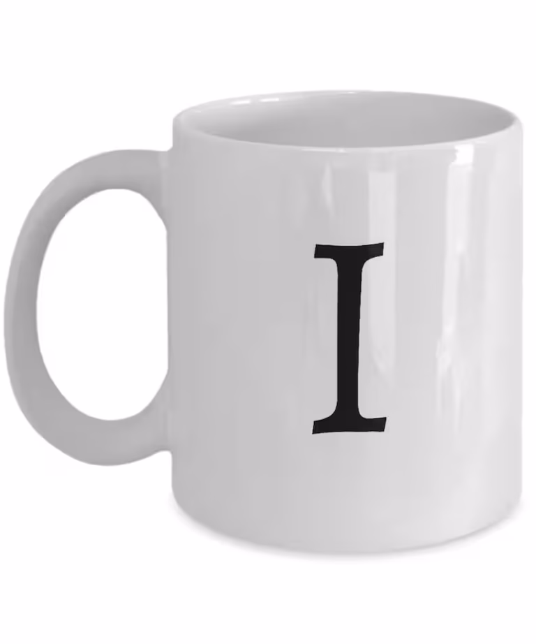 Letter I Coffee Mug - Initial Monogram Cup by Coni Blau