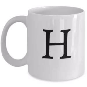 Letter H Coffee Mug - Initial Monogram Cup by Coni Blau