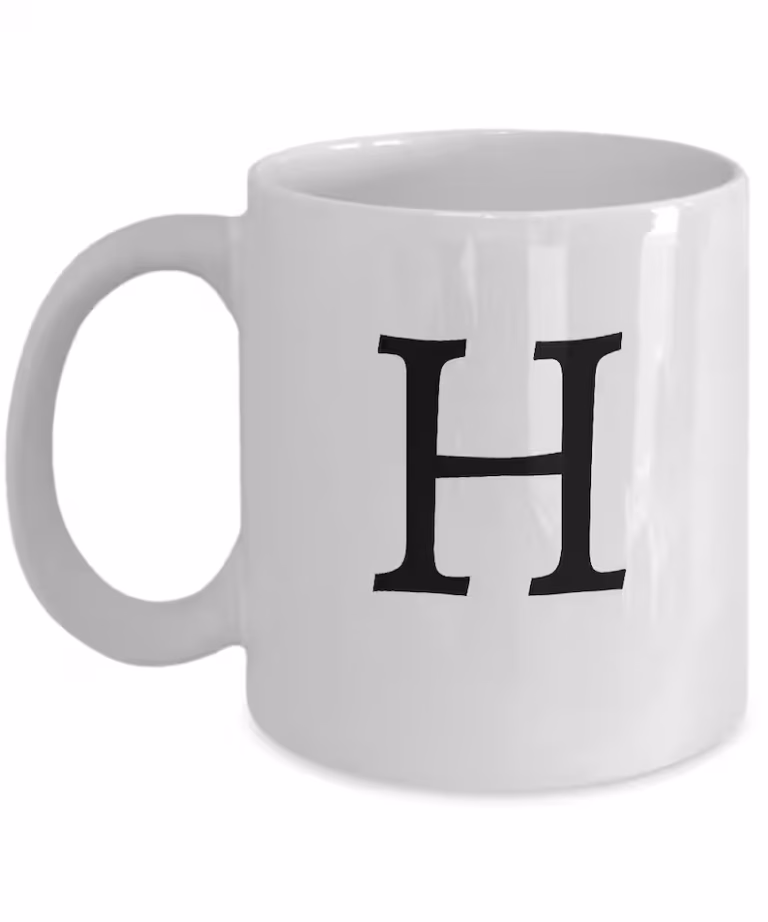Letter H Coffee Mug - Initial Monogram Cup by Coni Blau
