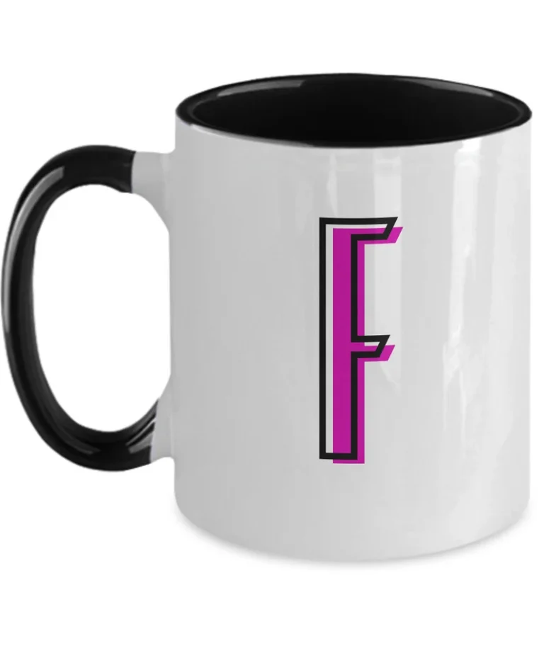 Letter F Coffee Mug - Monogram Initial Cup by Coni Blau