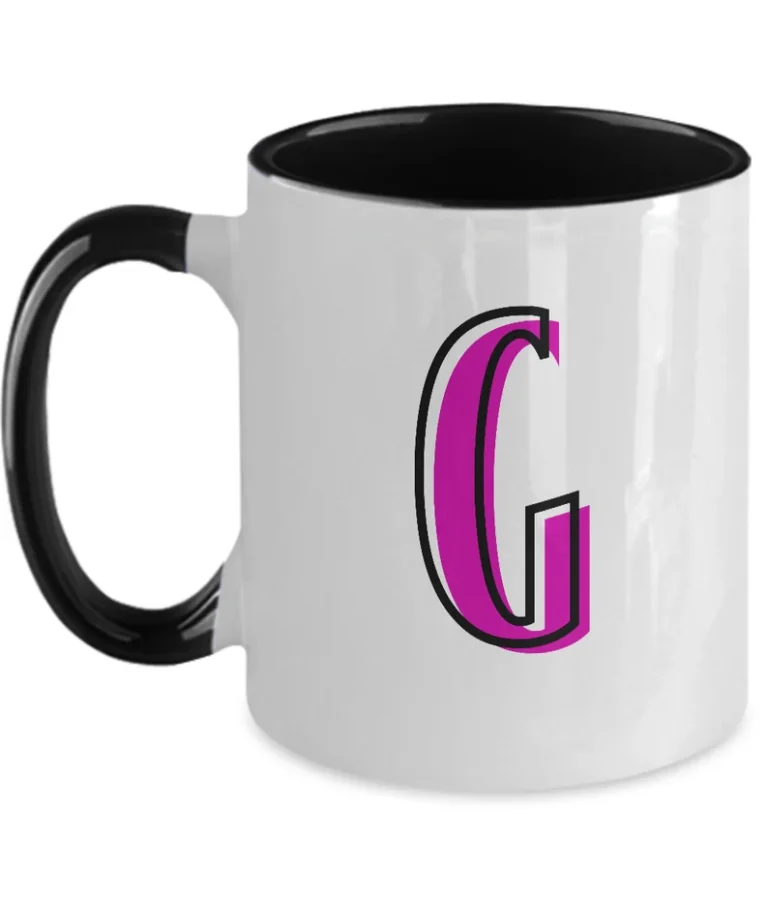 Letter G Coffee Mug - Monogram Initial Cup by Coni Blau