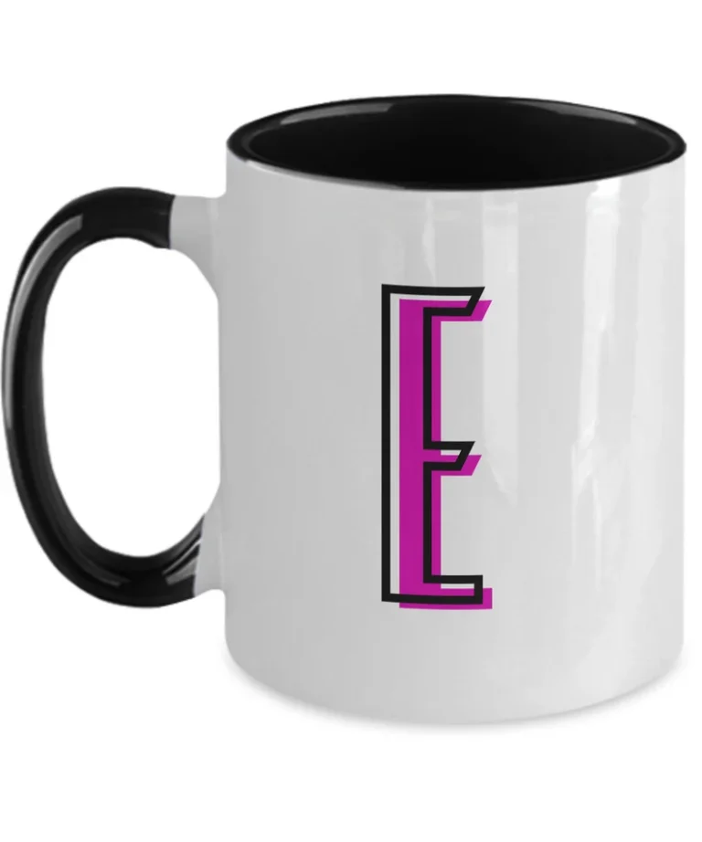 Letter E Coffee Mug - Monogram Initial Cup by Coni Blau