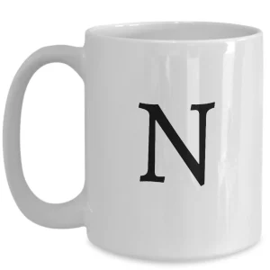 Letter N Coffee Mug - Initial Monogram Cup by Coni Blau