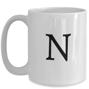 Letter N Coffee Mug - Initial Monogram Cup by Coni Blau