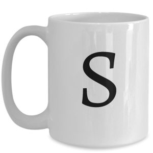 Letter S Coffee Mug - Initial Monogram Cup by Coni Blau