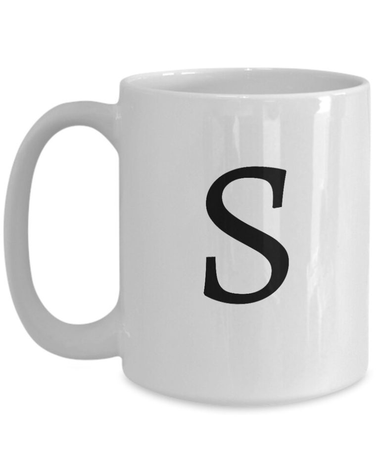 Letter S Coffee Mug - Initial Monogram Cup by Coni Blau