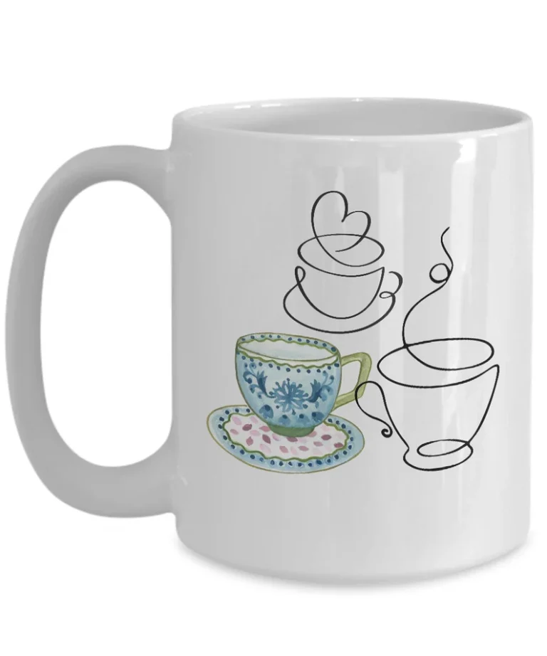 Three Cups - Tea Collection Coffee Mug by Coni Blau