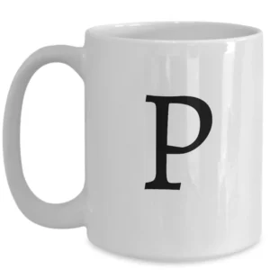 Letter P Coffee Mug - Initial Monogram Cup by Coni Blau