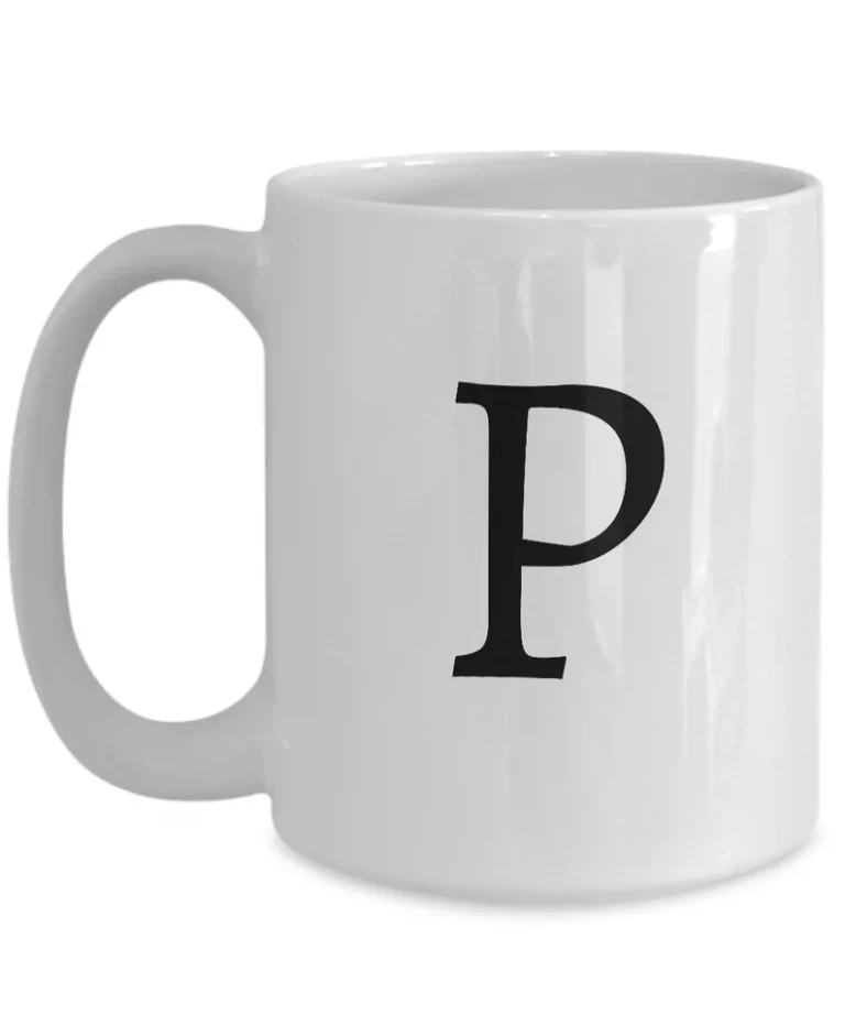 Letter P Coffee Mug - Initial Monogram Cup by Coni Blau