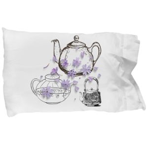 Antique Teapot Collection Pillow Cover from Coni Blau Purple flowers