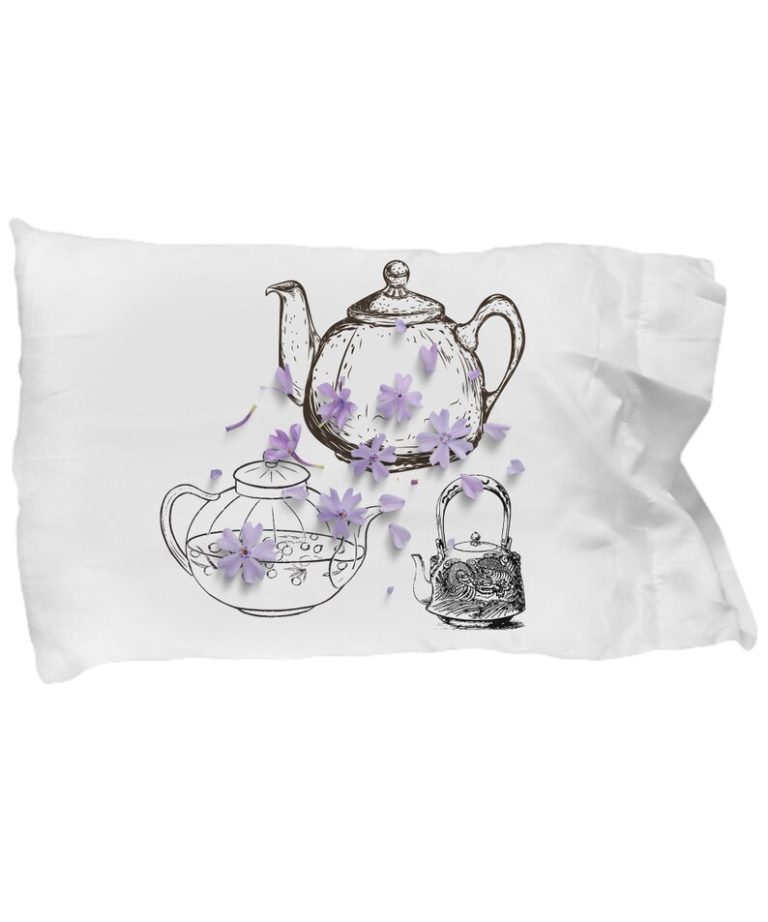 Antique Teapot Collection Pillow Cover from Coni Blau Purple flowers