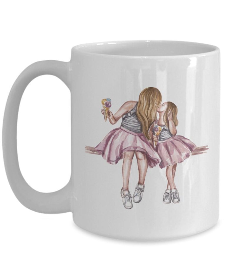 Mother & Daughter Mug: Sentimental Mom Gift, Handmade Ceramic by Coni Blau