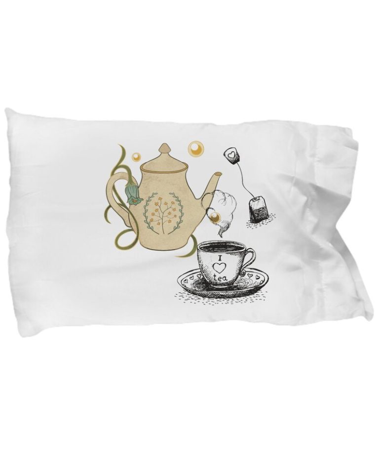 I Heart Tea - Teapot Collection Pillow Cover by Coni Blau