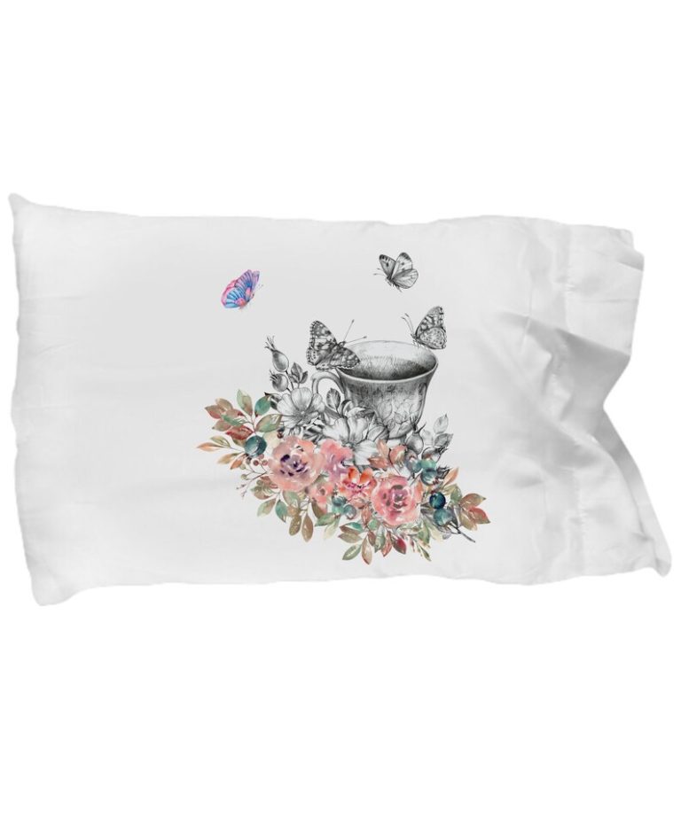 Butterflies - Teapot Collection Pillow Cover by Coni Blau