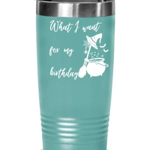 Halloween Birthday "What I Want for My Birthday" 20oz/30oz Halloween Tumbler with Lid by Coni Blau