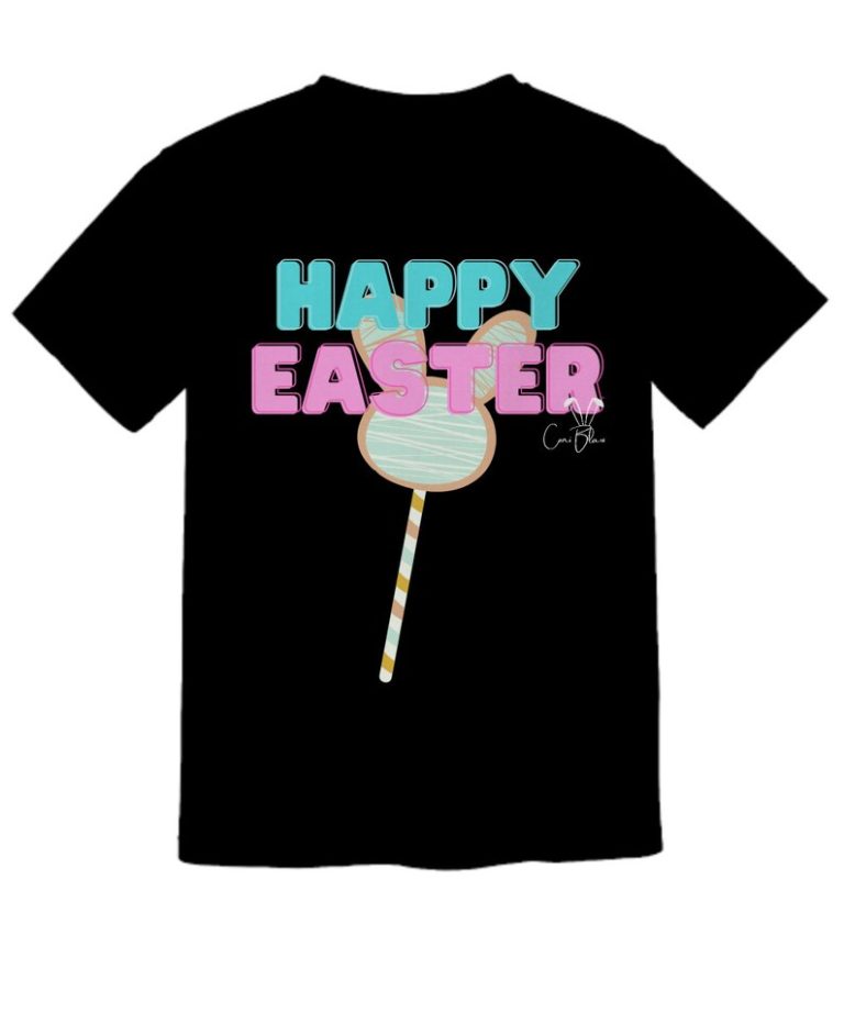 Happy Easter Bunny Pop Black Unisex T-Shirt by Coni Blau Collection